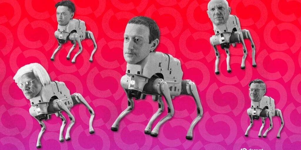 Beeple Made Robot Dogs With Musk, Zuckerberg, and Warhol Heads That Poop NFTs