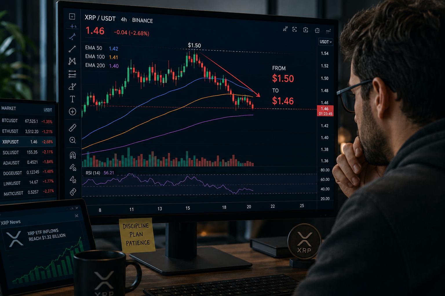XRP retesting the $1.45 support level
